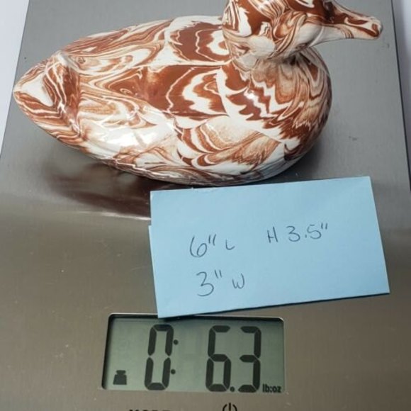 Originals By G. Green Duck Figurine Kansas Clay Brown White Swirled 6"x3… - Picture 9 of 9